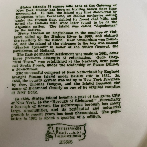 Staten Island Tercentennial 1961 Historical Plate - Picture 2 of 9